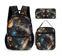WECECE Cosmos Book Pack with Lunch Box Pencil Case for Students Age 11, Planet Book Pack with Lunch Box Pencil Case Year 1-2 for Boys Sports Clubs Holiday Travel and Daily Carry