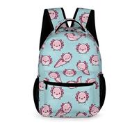 WECECE Cute Axolotl School Backpack Primary for Boys and Girls 10-13 Years Salamander Daypack Year 3 Primary Kids Lightweight School Bag Daily Items Bottle Outdoor Day Trips