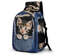 WECECE Cute Backpack Cat School Bag for Boys, Cat Rucksack Elementary Schoolbag Book Casual Daypack for Girls Boys 7-15 Years Old