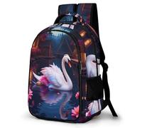 WECECE Cute Backpack Swan Motif School Bag for Boys, Swan Motif Rucksack Elementary Schoolbag Book Casual Daypack for Girls Boys 7-15 Years Old