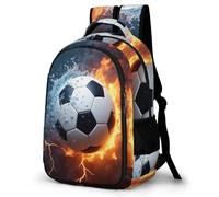 WECECE Cute Backpack Water Fire Soccer School Bag for Boys, Water Fire Soccer Rucksack Elementary Schoolbag Book Casual Daypack for Girls Boys 7-15 Years Old