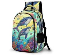 WECECE Cute Backpack Whale School Bag for Boys, Whale Rucksack Elementary Schoolbag Book Casual Daypack for Girls Boys 7-15 Years Old
