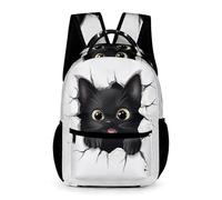 WECECE Cute Black Cat Bookbag for Girls Age 10 Kawaii Kitten School Backpack for Boys Year 5 with Front Pocket Daypack Books Stationery Bottle Travel Outdoor Daily Use