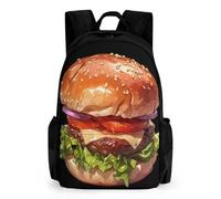 WECECE Cute Burger Print Backpack for Girls Student Back Packs Food Pattern Travel Bag Lightweight Bookbag For 8-15 Year Kids Boys Casual Bag