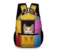 WECECE Cute Cat School Backpack School Kids for Boys 7-13 Years Kitten Daypack for Girls Years 1-3 Primary Kids Lightweight Durable Backpack Books Stationery Bottle Outdoor Day Trips