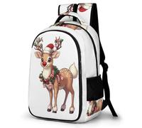 WECECE Cute Deer Motif School Bag Children 12 Year Olds Christmas Theme School Backpack Teens Year 3 Fashion Backpack Book Bag for Teens 13.3 Inch Laptop Rucksack Hiking