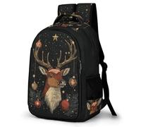 WECECE Cute Deer Print School Bag Students Ages 7-10 Animal Christmas Theme School Backpack Boys Year 4-6 Lightweight Daypack for Teens 11.6 Inch Laptop Backpack Birthday Gift