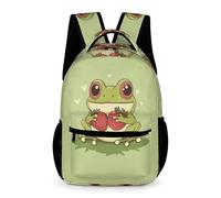 WECECE Cute Frog Backpack Boys Girls Ages 7-10 Years Primary Kids Animal Frog School Bag Year 2-5 Students Large Rucksack Book Bag 43x32x15cm for Travel Daily Use Books Notebooks