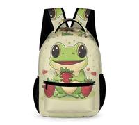 WECECE Cute Frog Illustration Rucksack Boys Age 12 Older Kids Animal Design School Backpack Year 7 Girls Lightweight Bookbag 43x32x15cm for Daily Lessons Books Notebooks