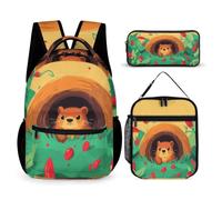 WECECE Cute Guinea Pig School Backpack with Lunch Box Pencil Case for Boys 7-9 Years, Animal Book Pack 3 Piece Set Year 2 for Girls Sports Clubs Holiday Travel and Daily Carry