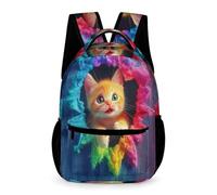 WECECE Cute Kitten Design Rucksack Boys Girls Age 8 Primary Kids Cat Pattern School Backpack Year 3 Students Stylish Bookbag 43x32x15cm for Travel Daily Use Books Notebooks