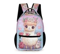 WECECE Cute Llama Motif Daypack Primary for Boys Girls Age 7 Animal Alpaca Backpack Years 2-5 Primary Kids Durable Rucksack Books Bottle Umbrella Back to School Gift