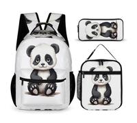 WECECE Cute Panda Book Pack School Supplies Bundle for Students Age 8, Animal Theme Schoolbag with Lunch Box Pencil Case Year 3-5 for Girls Back to School Gift and Learning Essentials