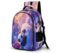 WECECE Cute Panda Motif Backpack Children Primary to Secondary Animal Panda Rucksack Teens Age 16 Durable School Backpack Students 14 Inch Laptop School Bag Autumn Trip