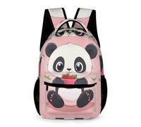 WECECE Cute Panda Rucksack Year 5 Primary Kids Students for Boys Girls Age 13 Kawaii Animal Daypack Lightweight Printed Backpack Front Pocket Side Pockets Outdoor Day Trips