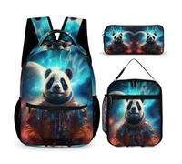 WECECE Cute Panda School Bag 3 Piece Set for Students Age 9, Animal Theme Backpack School Supplies Bundle Year 4 for Primary Students Sports Clubs Holiday Travel and Daily Carry