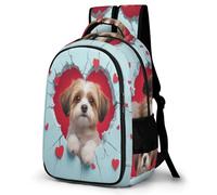 WECECE Cute Puppy Backpack, School Bags for Boys Girls, Large Capacity Primary Elementary Middle School Bag, Cute Backpacks Durable Love Heart Motif Bookbag for Kids Children