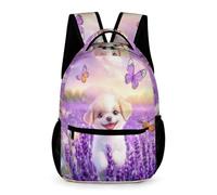 WECECE Cute Puppy Rucksack Kids for Boys Girls Age 13 Butterfly Dog Design Backpack Years 1-3 Primary Kids with Front Pocket Bookbag Daily Items Back to School Gift