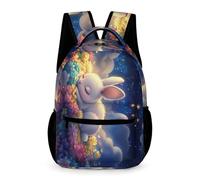 WECECE Cute Rabbit Backpack Primary for Boys Age 6 Bunny Design Bookbag for Girls Year 4 Lightweight with Side Pockets Daypack Books Stationery Bottle Autumn Trip Daily Use