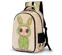 WECECE Cute Rabbit Motif Book Bag Kids 8-12 Year Olds Bunny Pattern Book Bag Students Year 4 Cool School Backpack for Teens 11.6 Inch Laptop Backpack Back to School Gift
