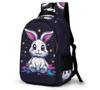 WECECE Cute Rabbit Motif Rucksack for Children Age 10 Lightweight Animal Bunny Pattern Daypack Teens Year 5-7 School Bag Kids and Teens 13.3 Inch Laptop Rucksack Birthday Gift