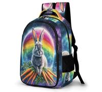 WECECE Cute Rabbit Pattern Daypack Students Primary to Secondary Animal Bunny Print Rucksack Boys Ages 7-10 Stylish School Bag Students 14 Inch Laptop School Bag Birthday Gift