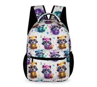 WECECE Cute Raccoons Bookbag Students for Boys and Girls 8-11 Years Animal Colourful Backpack Years 4-6 Durable School Bag Books Bottle Umbrella School Trips Travel
