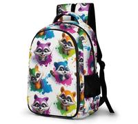 WECECE Cute Raccoons Motif Daypack Students Primary to Secondary Animal Colourful Rucksack Boys Ages 7-10 Stylish School Bag Students 14 Inch Laptop School Bag Birthday Gift