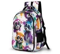 WECECE Cute Raccoons Motif School Backpack Students Age 10-16 Animal Colourful Book Bag Boys Year 5-7 Fashion Backpack Rucksack for Teens 14 Inch Laptop School Bag Day Trips