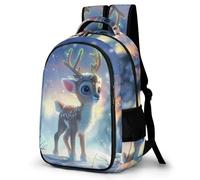 WECECE Cute Reindeer Motif Backpack for Students Ages 9-13 Trendy Kawaii Deer School Backpack Boys Year 3 Rucksack Kids and Teens 13.3 Inch Laptop Rucksack Birthday Gift
