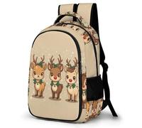 WECECE Cute Reindeer Rucksack Girls Age 16 Deer Pattern Backpack Boys Year 9 Fashion School Bag Book Bag for Kids and Teens Birthday Gift Hiking Day Trips Birthday Gift