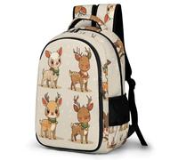 WECECE Cute Reindeer School Bag Children 12 Year Olds Kawaii Deer Motif School Backpack Teens Year 3 Fashion Backpack Book Bag for Teens 13.3 Inch Laptop Rucksack Hiking