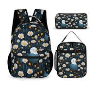 WECECE Daisy Backpack School Supplies Bundle for Children 8-10 Years, Flower Backpack with Pencil Case and Lunch Bag Year 7 for Boys Sports Clubs Holiday Travel and Daily Carry