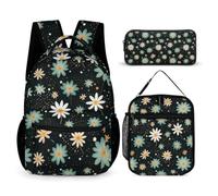 WECECE Daisy Backpack Set with Lunch Tote and Pencil Case for Students Age 7, Flower Backpack School Supplies Bundle Year 6 for Girls Birthday Gift School Supplies and Travel Use