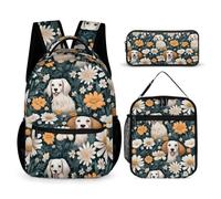 WECECE Daisy Book Pack with Lunch Bag and Pencil Case for Girls Age 11, Flower Bookbag with Pencil Case and Lunch Bag Year 1-2 for Boys Back to School Gift Learning Essentials