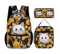 WECECE Daisy Bookbag 3 Piece Set for Students 6-8 Years, Flower Book Pack 3 Piece Set Year 2-4 for Primary Students Student Carry Gift School Journeys and Activities