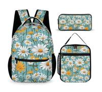 WECECE Daisy Bookbag School Supplies Bundle for Students 9-11 Years, Flower Book Pack 3 Piece Set Year 5-7 for Boys Daily Study Classroom Lessons and Travel Activities