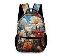 WECECE Daisy Design Backpack Shoulder Bag Messenger Children Bagpack Plant Theme School Bag Zipper Travel Storage Bags Casual Rucksack for 6-12 Years Old
