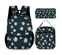 WECECE Daisy School Bag School Supplies Bundle for Boys Age 6, Flower Book Pack with Pencil Case and Lunch Bag Year 3 for Boys Family Trips Outdoor Activities and Student Carry