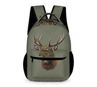 WECECE Deer Motif Bookbag School Kids for Boys and Girls 9-13 Years Animal Elk School Backpack Years 3-5 Primary Kids Lightweight Printed Daypack Daily Items Outdoor Day Trips