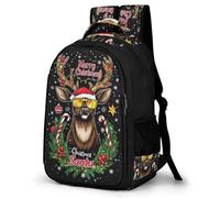 WECECE Deer Motif School Backpack for Girls Age 14 Fashion School Bag Reindeer Christmas Daypack Boys Year 4-6 Rucksack Kids and Teens 11.6 Inch Laptop Backpack Outdoor