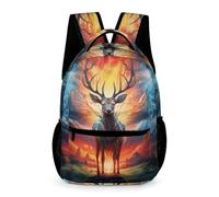 WECECE Deer School Backpack Boys Girls Ages 9-13 Years Primary Kids Elk Book Bag Year 4-8 Children Practical Daypack Rucksack 43x32x15cm for Spring Outing Daily Use Books Notebooks