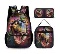 WECECE Dinosaur Book Pack School Supplies Bundle for Children Age 12, 3D Animal Theme Book Pack School Supplies Bundle Year 1-2 for Boys Sports Clubs Holiday Travel and Daily Carry
