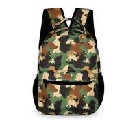 WECECE Dog Print Backpack Girls Ages 9-13 Years Primary Kids Camouflage Style School Bag Year 4-8 Boys Large Daypack Book Bag 43x32x15cm for Autumn Trip Outdoor Books Notebooks