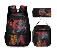 WECECE Dog School Bag 3 Piece Set for Students 8-10 Years, Animal Puppy Backpack School Supplies Bundle Year 5-7 for Boys Daily Study Classroom Lessons and Travel Activities