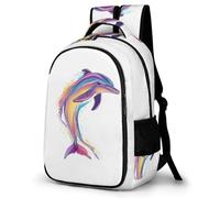 WECECE Dolphin Backpack School Bags for Girls Boys,Durable Casual Basic Marine Life Pattern Backpack for Students Teenage Satchel Heavy Duty