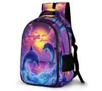 WECECE Dolphin Book Bag Children Age 12 Sea Creature Bookbag Teens Year 8 Fashion Backpack School Backpack for Kids and Teens Outdoor Spring Outing Autumn Trip Daily Use
