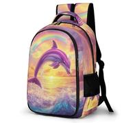 WECECE Dolphin Book Bag Fashion Backpack Children 10-14 Year Olds Marine Life Backpack Teens Year 7-9 Rucksack for Students 13.3 Inch Laptop Rucksack Back to School Gift