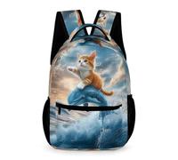 WECECE Dolphin Cat Design Book Bag Kids Age 13 Older Kids Sea Creature School Bag Year 8 Teens Everyday Backpack Daypack 43x32x15cm for Outdoor Day Trips Books Notebooks