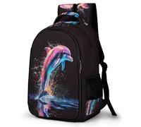 WECECE Dolphin Illustration School Backpack Students Age 10-16 Marine Life Pattern Book Bag Boys Year 5-7 Fashion Backpack Rucksack for Teens 14 Inch Laptop School Bag Day Trips
